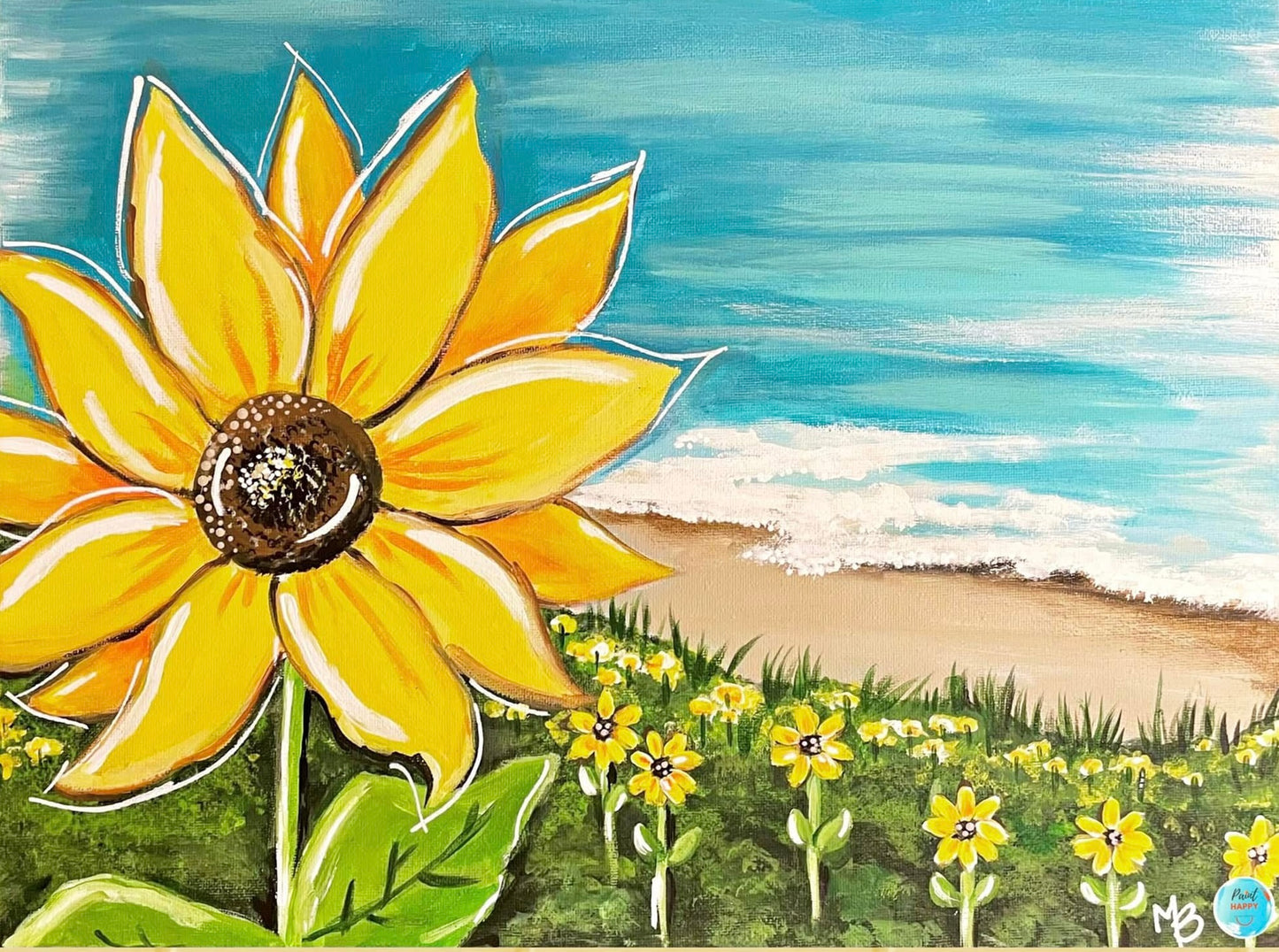 Sunflower Beach Virtual Paint Class | Kit Included or Class Only
