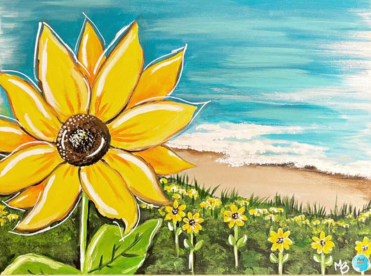 Sunflower Beach Virtual Paint Class | Kit Included or Class Only