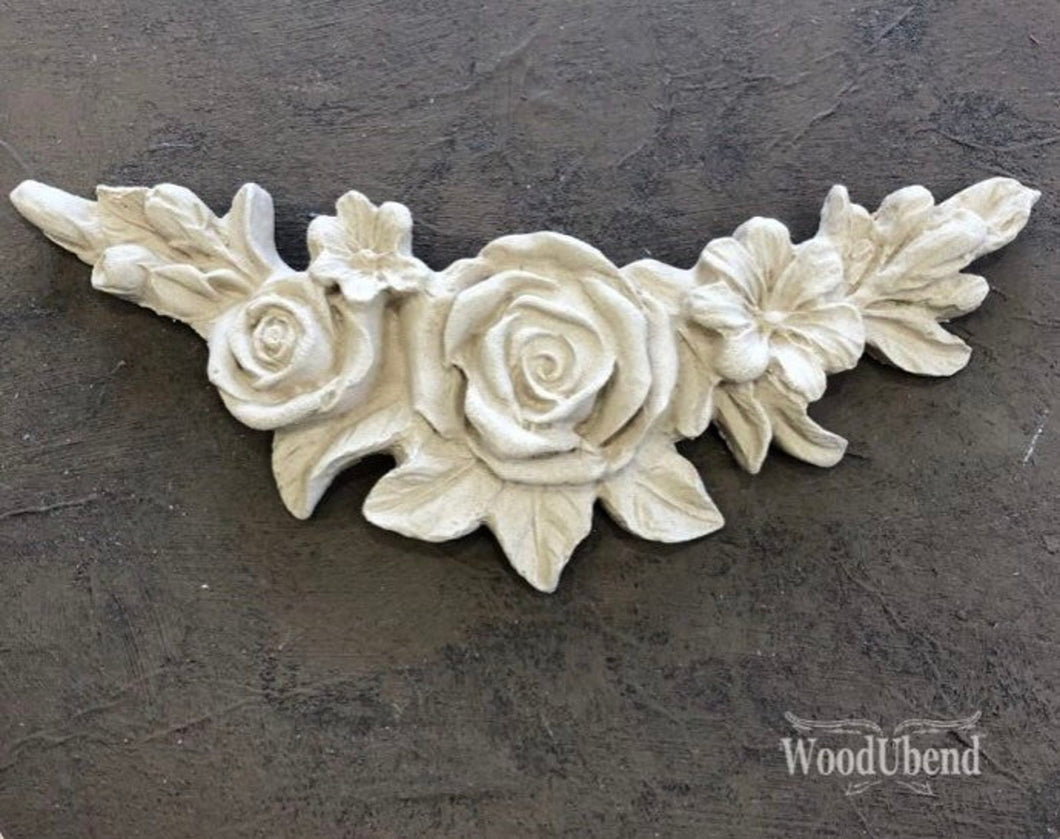 Woodubend Decorative Flower Garland WUB0349 Furniture Moulding Applique 15.7 x 6.2 cms Woodubend