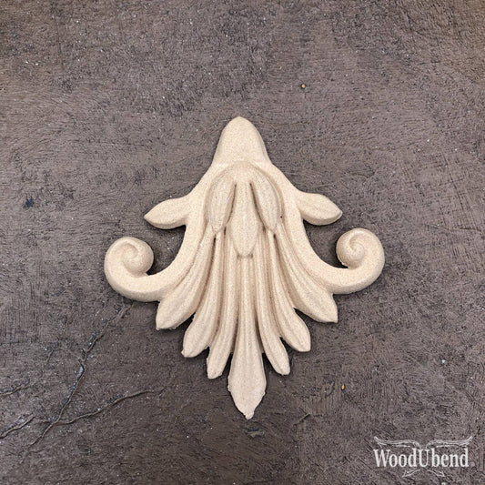 Woodubend Decorative Plume WUBX1007 Moulding Furniture Applique 3.15 x 3.15 cms Woodubend